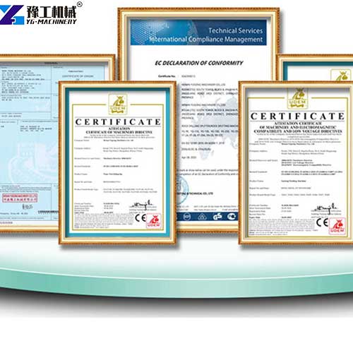 certificate product of YG Machinery