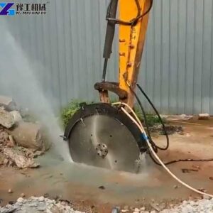 excavator rock saw working site