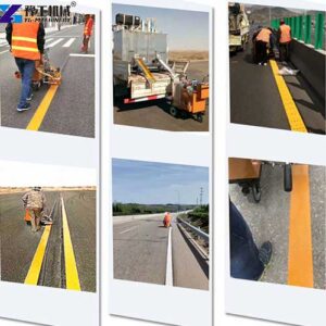 thermoplastic striping machine working site
