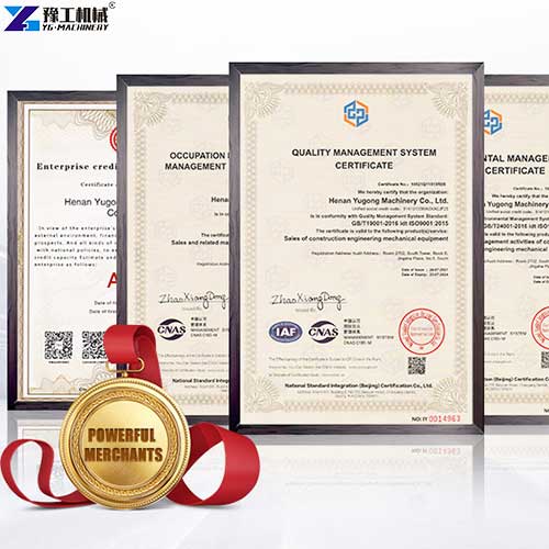 certifiacte of YG tyre crusher