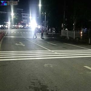 road line marking machine working at night