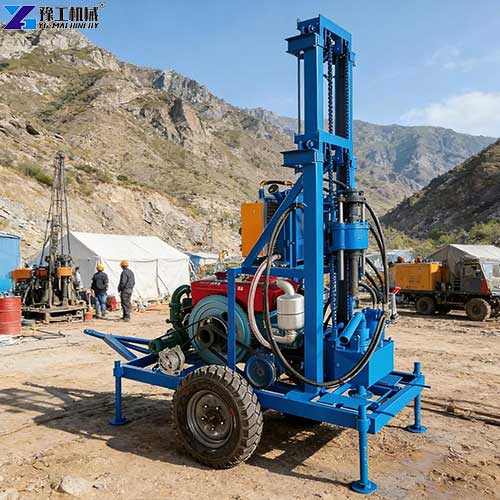 200m farm samll water well drilling rig construction site