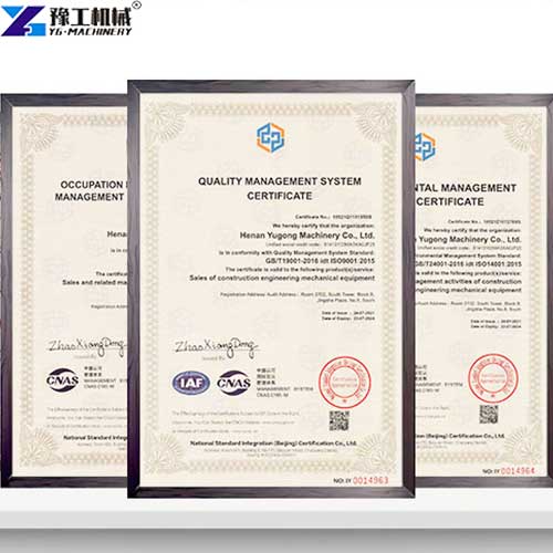 certificate of hydraulic core drilling rig