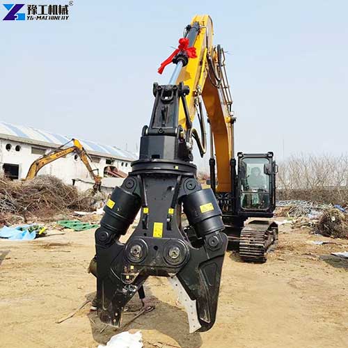 double cylinder hydraulic shears construction scene