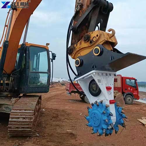 excavator drum cutter working site