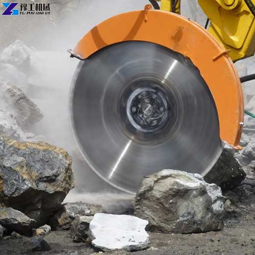 excavator rock saw working site