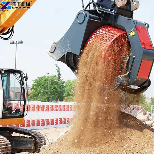 excavator screening bucket use for construction and demolition
