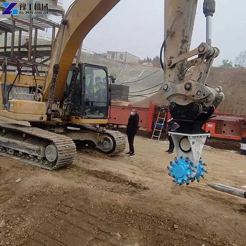 horizontal excavator drum cutter working site
