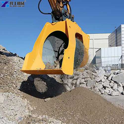 rotary screening bucket use for quarrying and material recycling